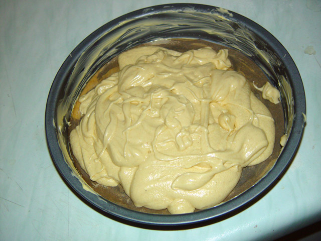 Cake mix in the tin