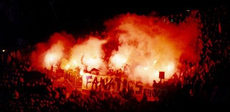 The Fanatics with their flares