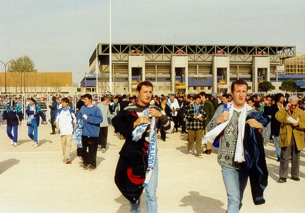 The crowd entering the ground